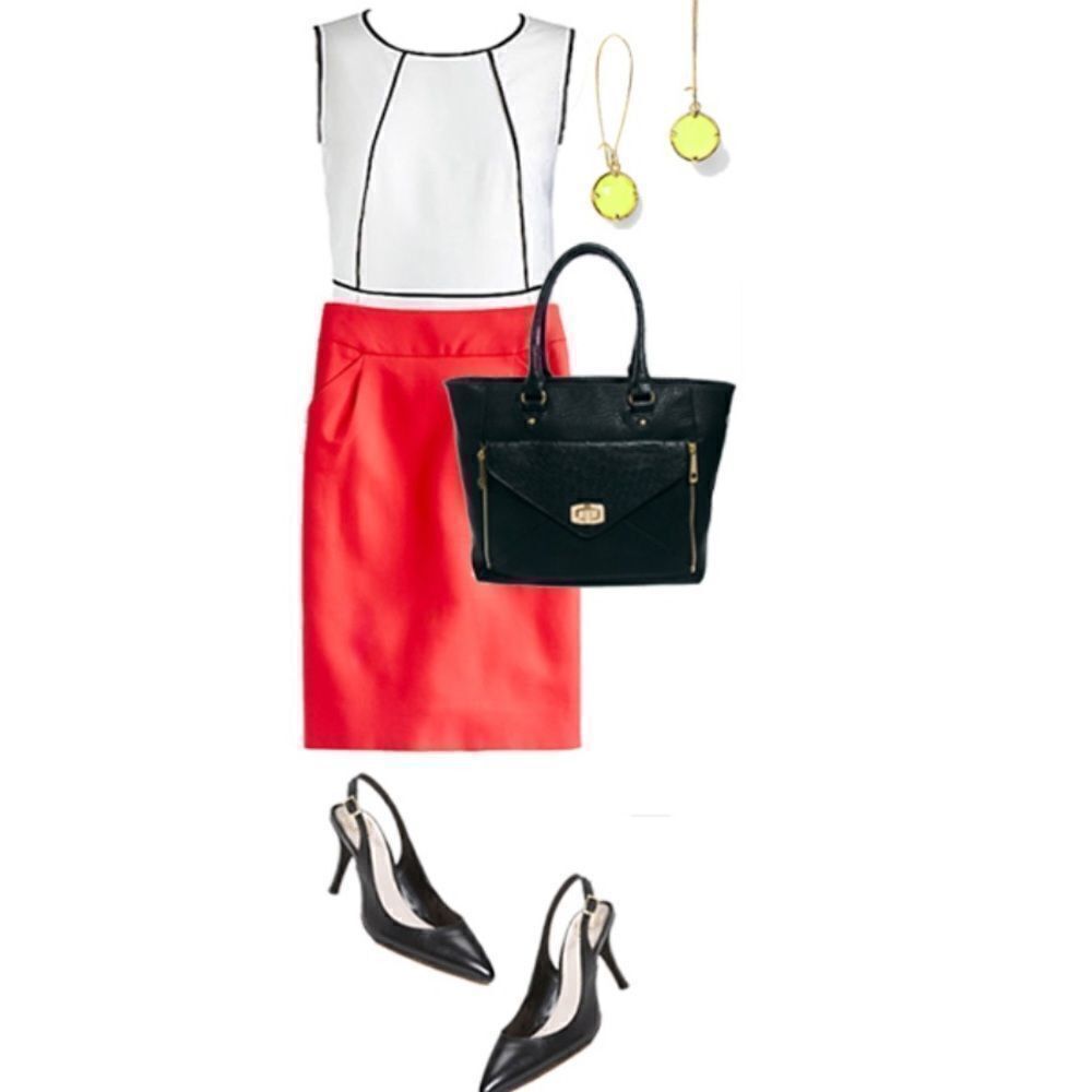 Linda Matthews S Lipstick Red Knit Pull On Faux Wrap High Waist Pencil Skirt